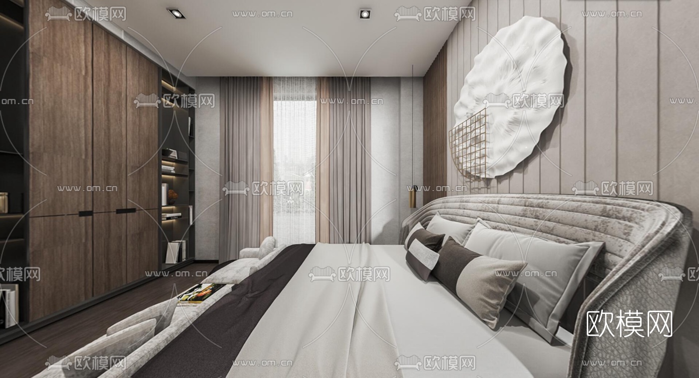 现代卧室主人房vr全景3d模型