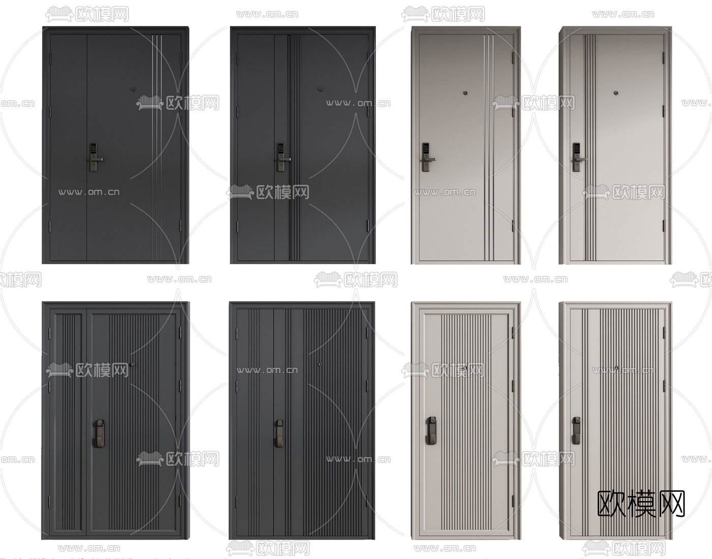现代入户门 防盗门su模型下载（渲染图1）