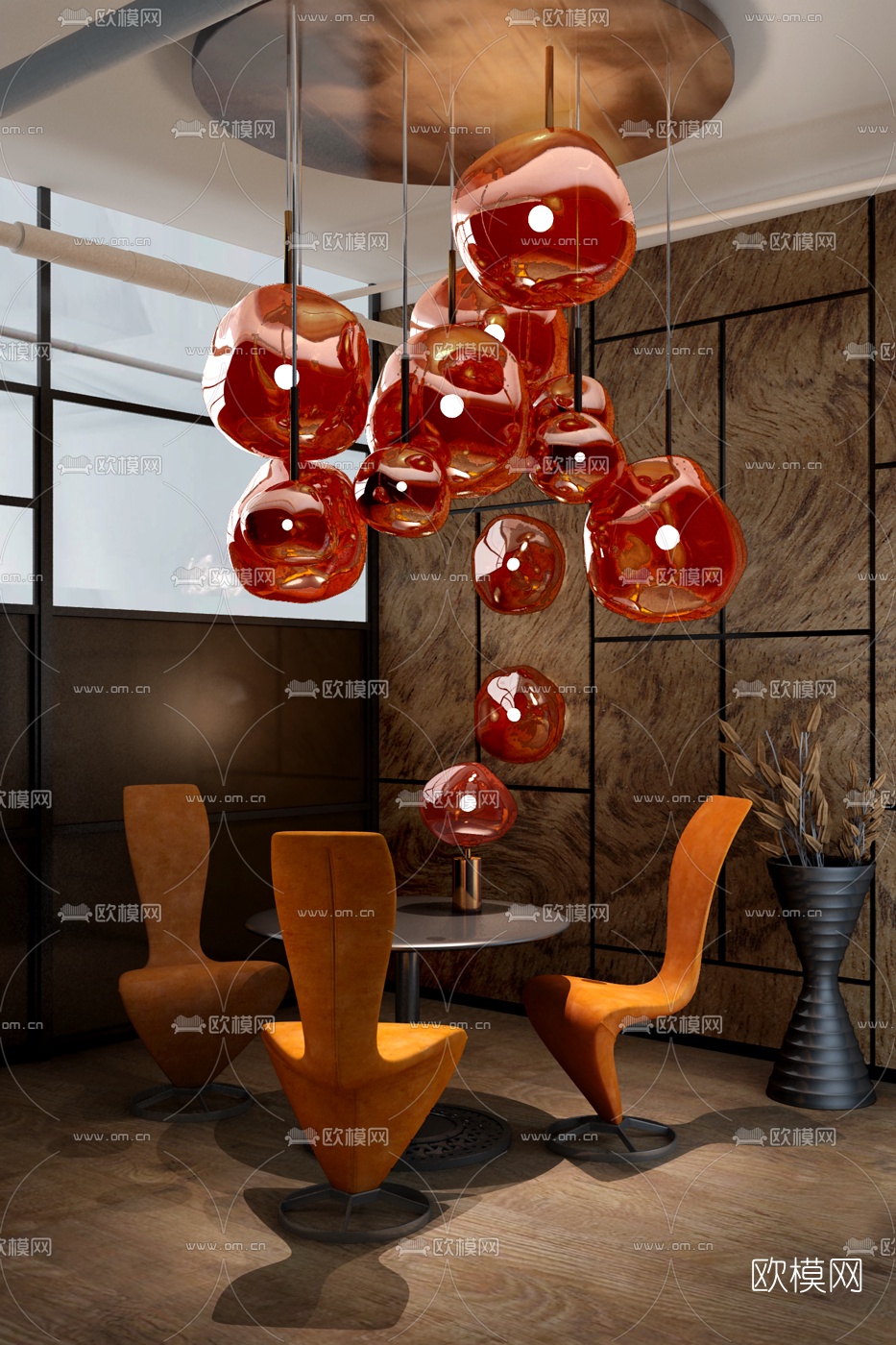 英国Tom Dixon品牌 现代休闲桌椅组合3d模型下载（渲染图1）