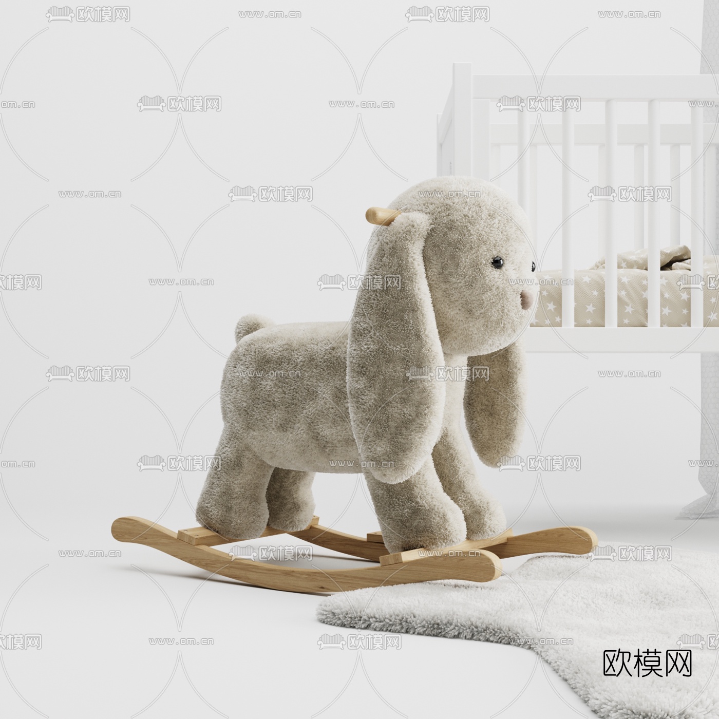 北欧流苏蚊帐儿童床3d模型