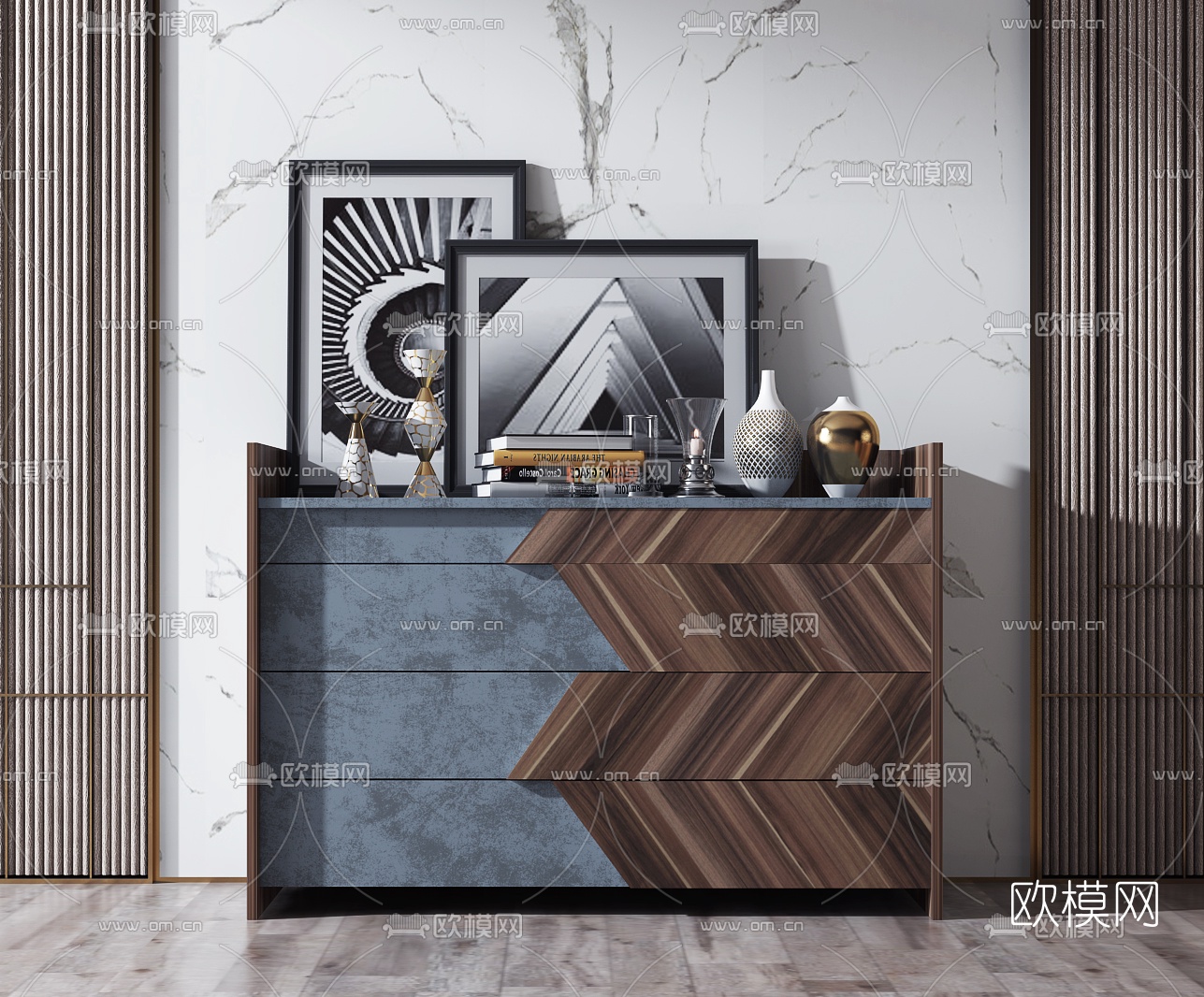 北欧简约边柜3d模型下载