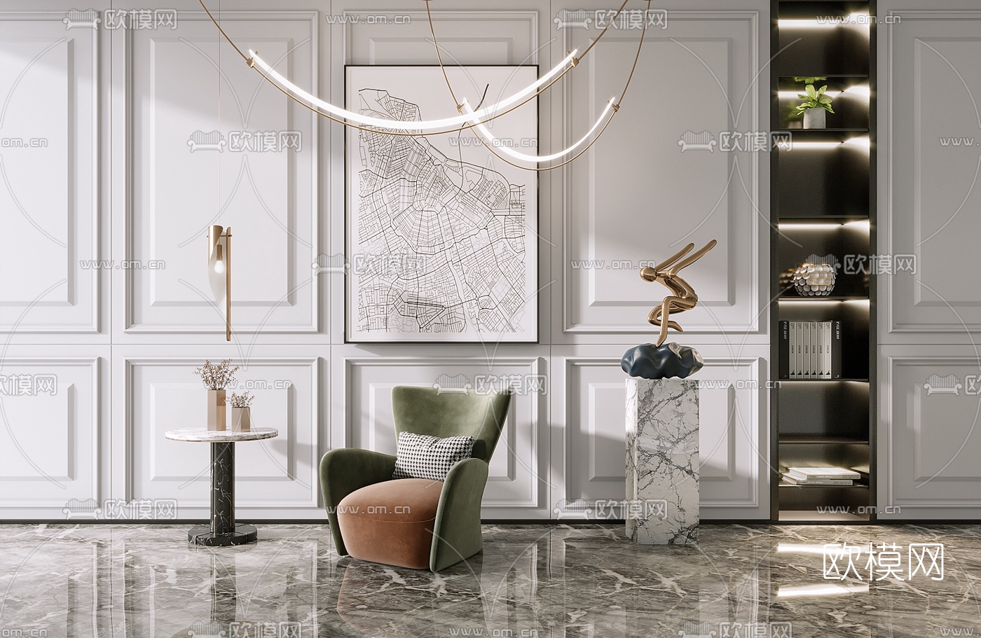 现代布艺休闲沙发3d模型下载