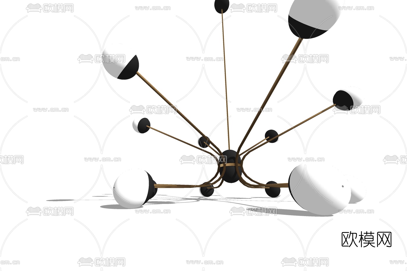 现代金属多头吊灯免费su模型下载