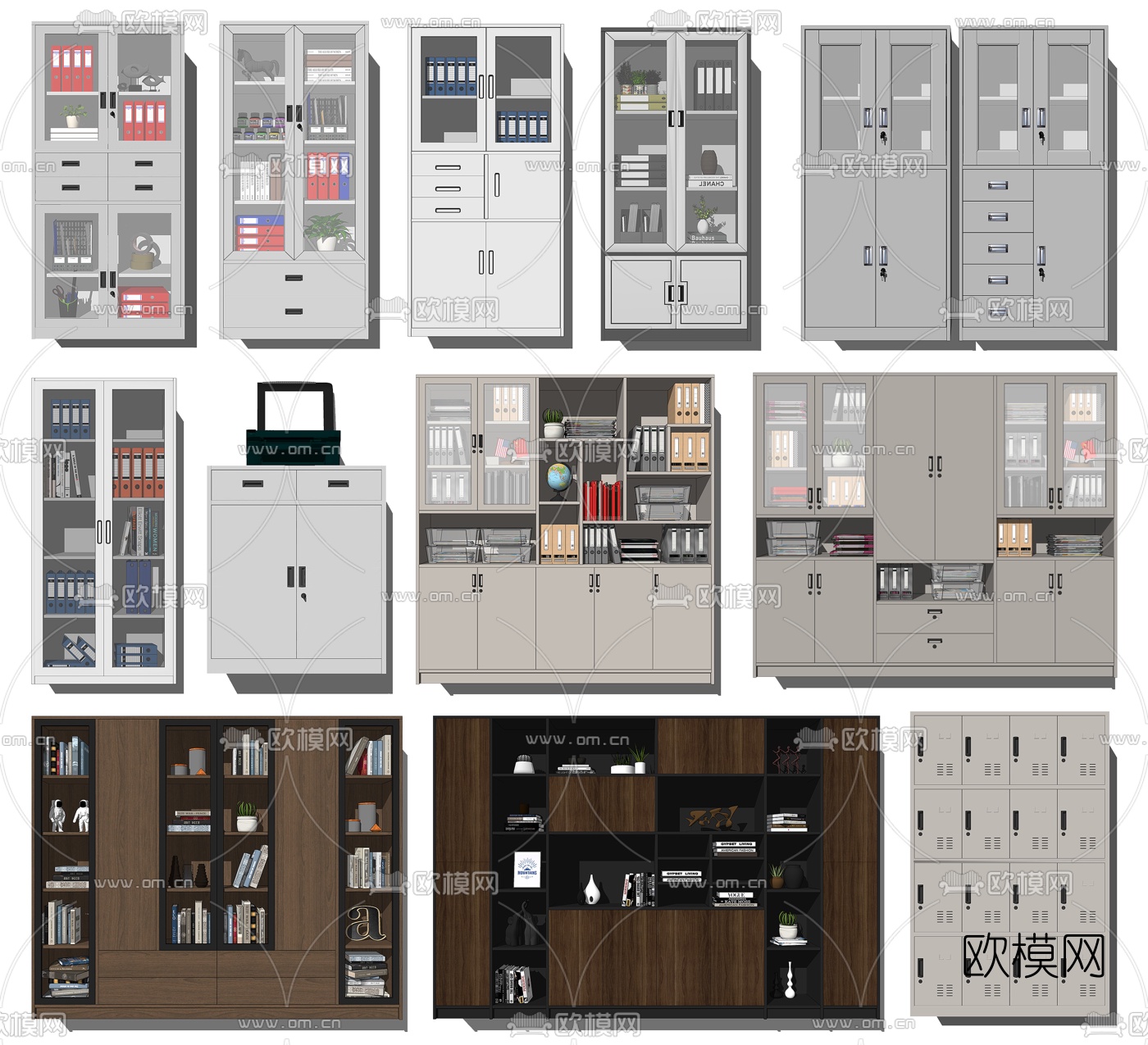 现代文件柜档案柜su模型下载