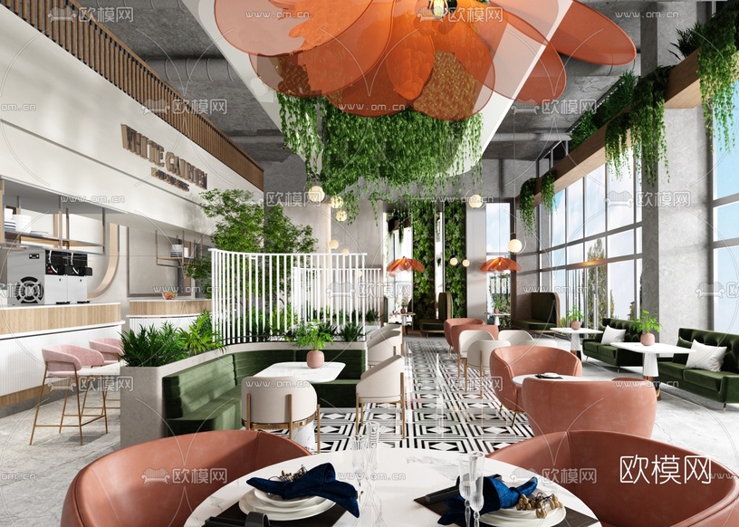 Fathy Ibrahim设计 沙特利雅得白色花园餐厅3d模型下载(渲染图1)