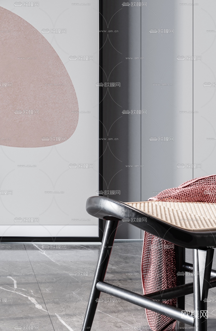 北欧网格凳子3d模型下载（渲染图3）