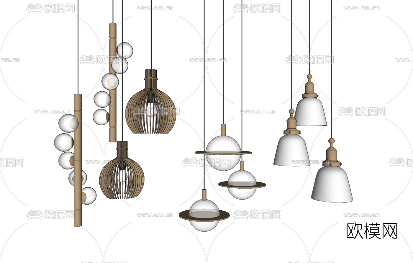 现代轻奢小吊灯su模型下载