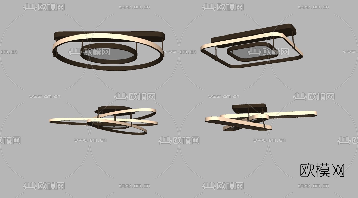 现代吸顶灯su模型下载（渲染图1）