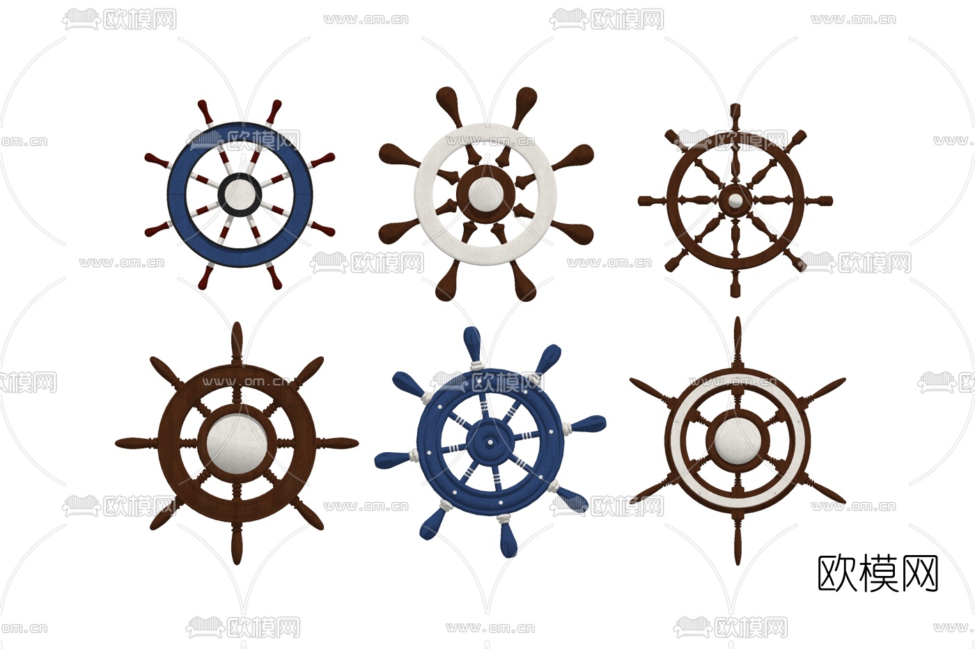 地中海船舵挂件su模型下载
