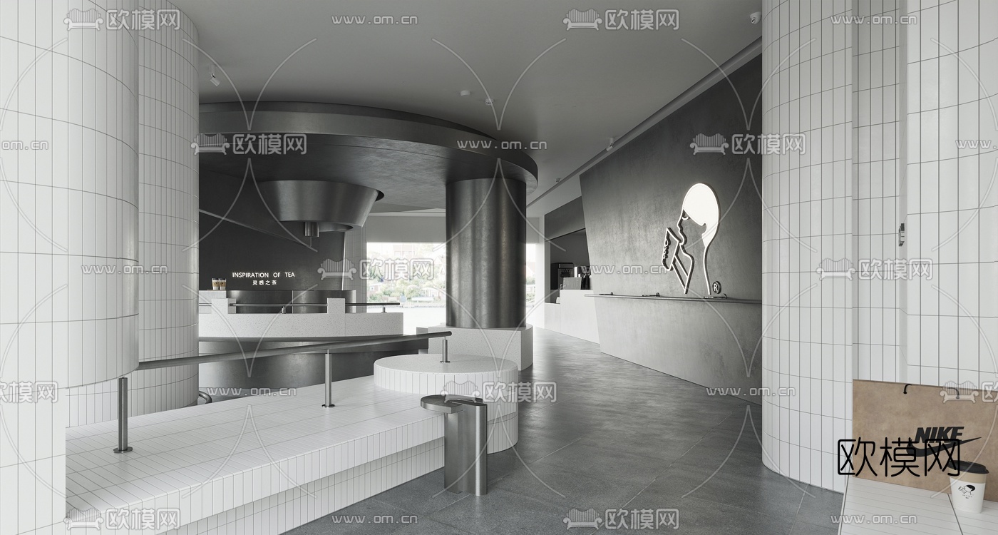 现代奶茶店3d模型