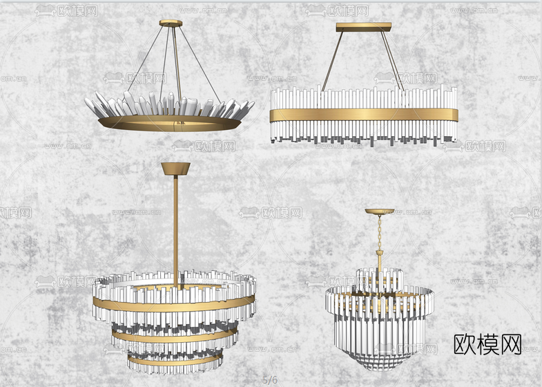 现代轻奢金属吊灯su模型下载