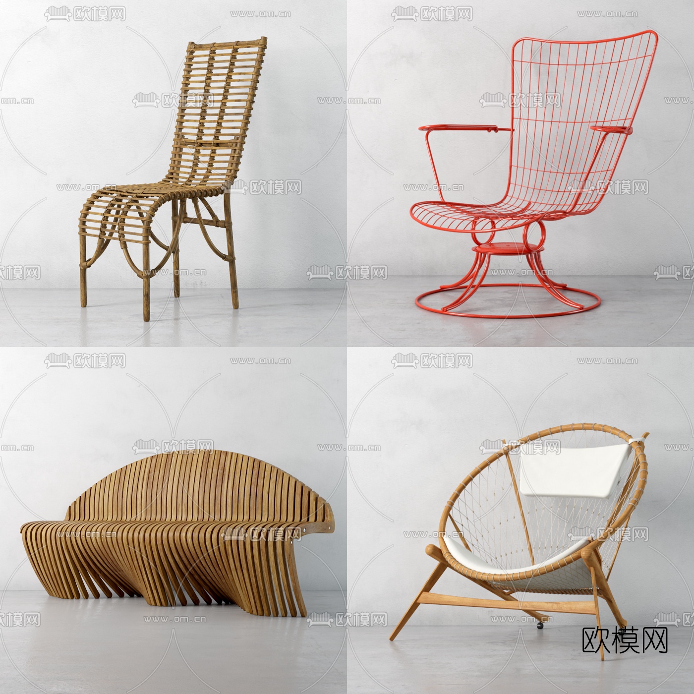 现代户外休闲椅3d模型下载