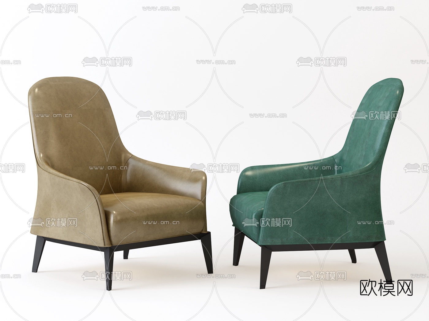 北欧皮革单人沙发3d模型下载