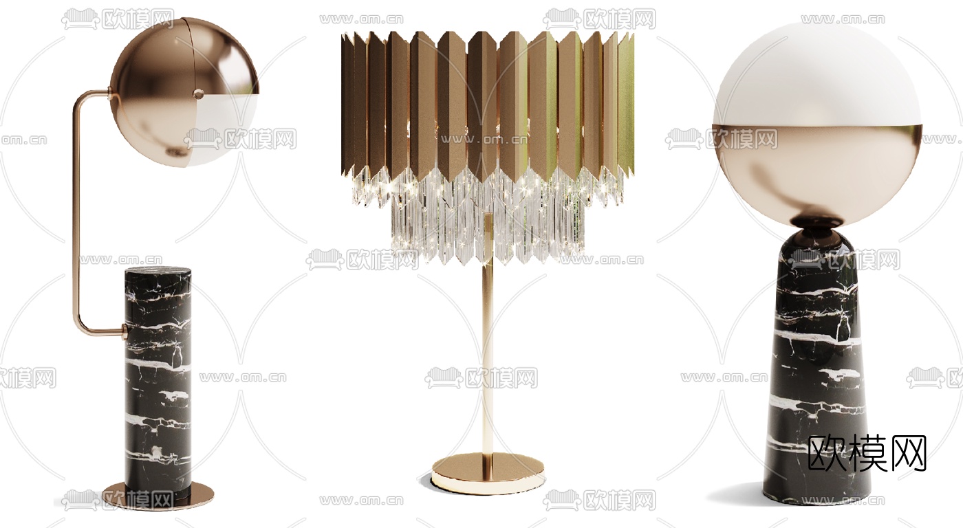 现代轻奢台灯3d模型下载（渲染图3）