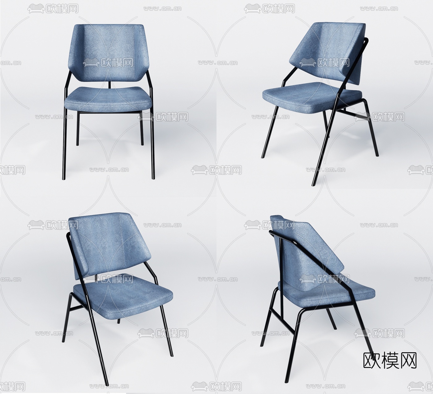 现代布艺餐椅su模型下载（渲染图1）