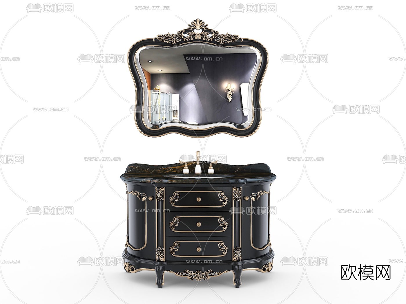 欧式古典浴室柜3d模型下载