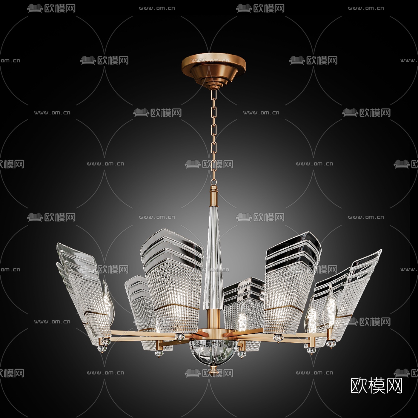 现代轻奢吊灯组合3d模型下载（渲染图3）
