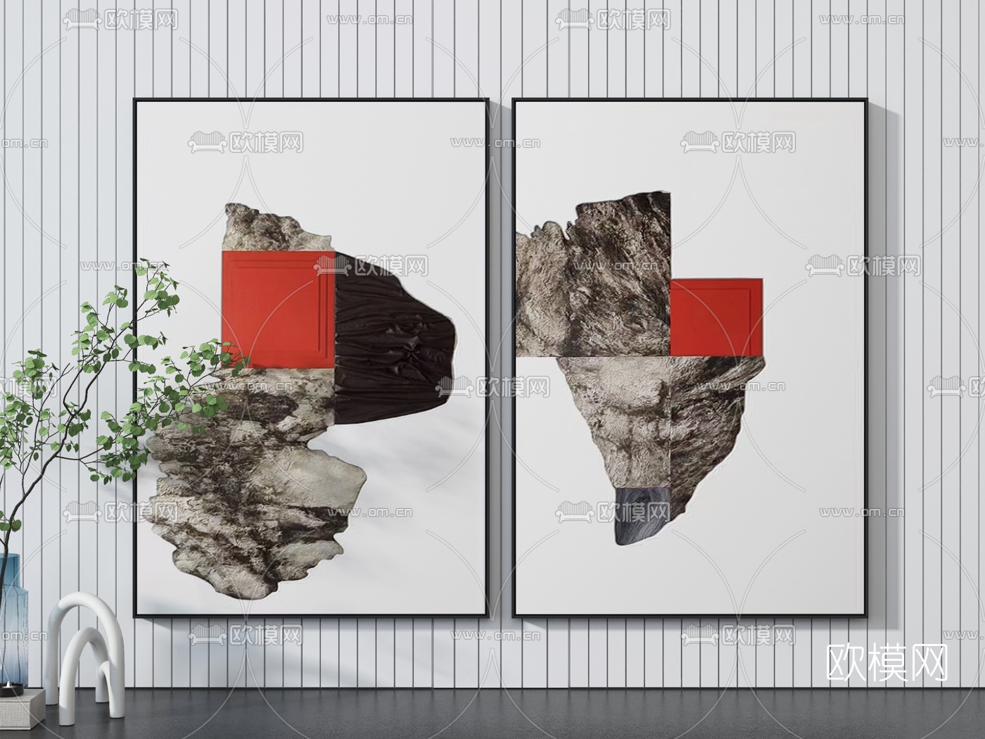 现代抽象装饰挂画3d模型