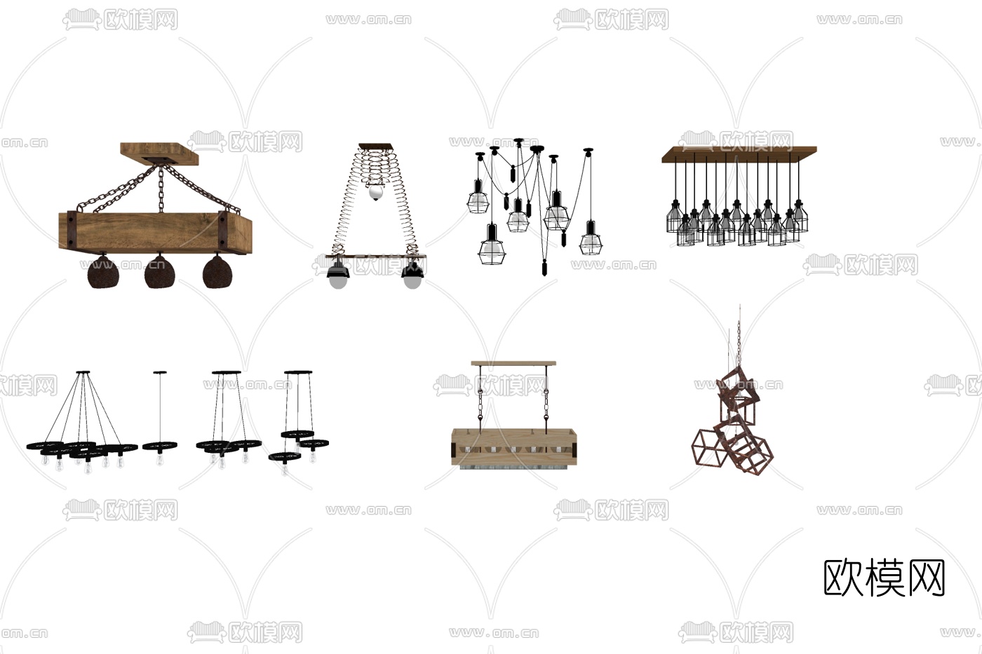 北欧吊灯su模型下载