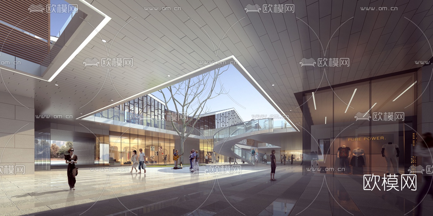 现代商业街su模型下载（渲染图3）