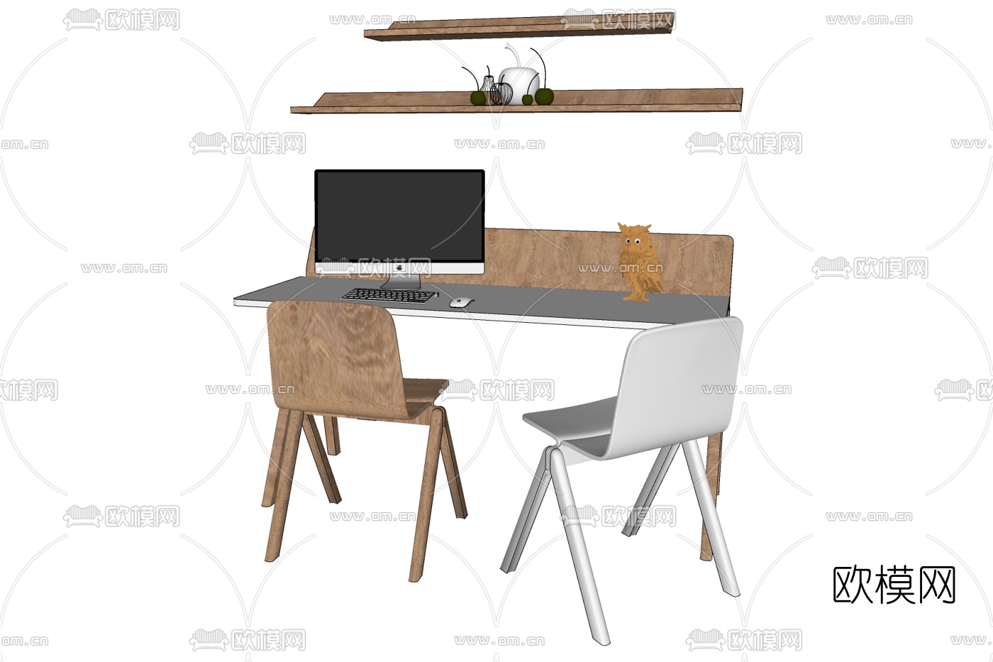 现代书桌椅免费su模型下载