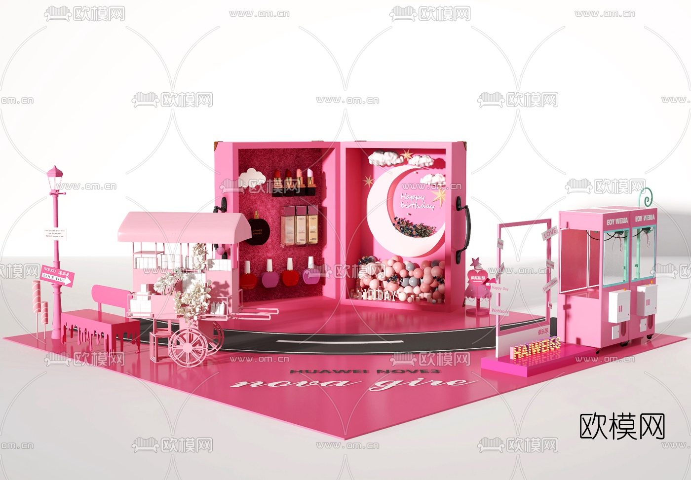 北欧商场美陈橱窗3d模型下载