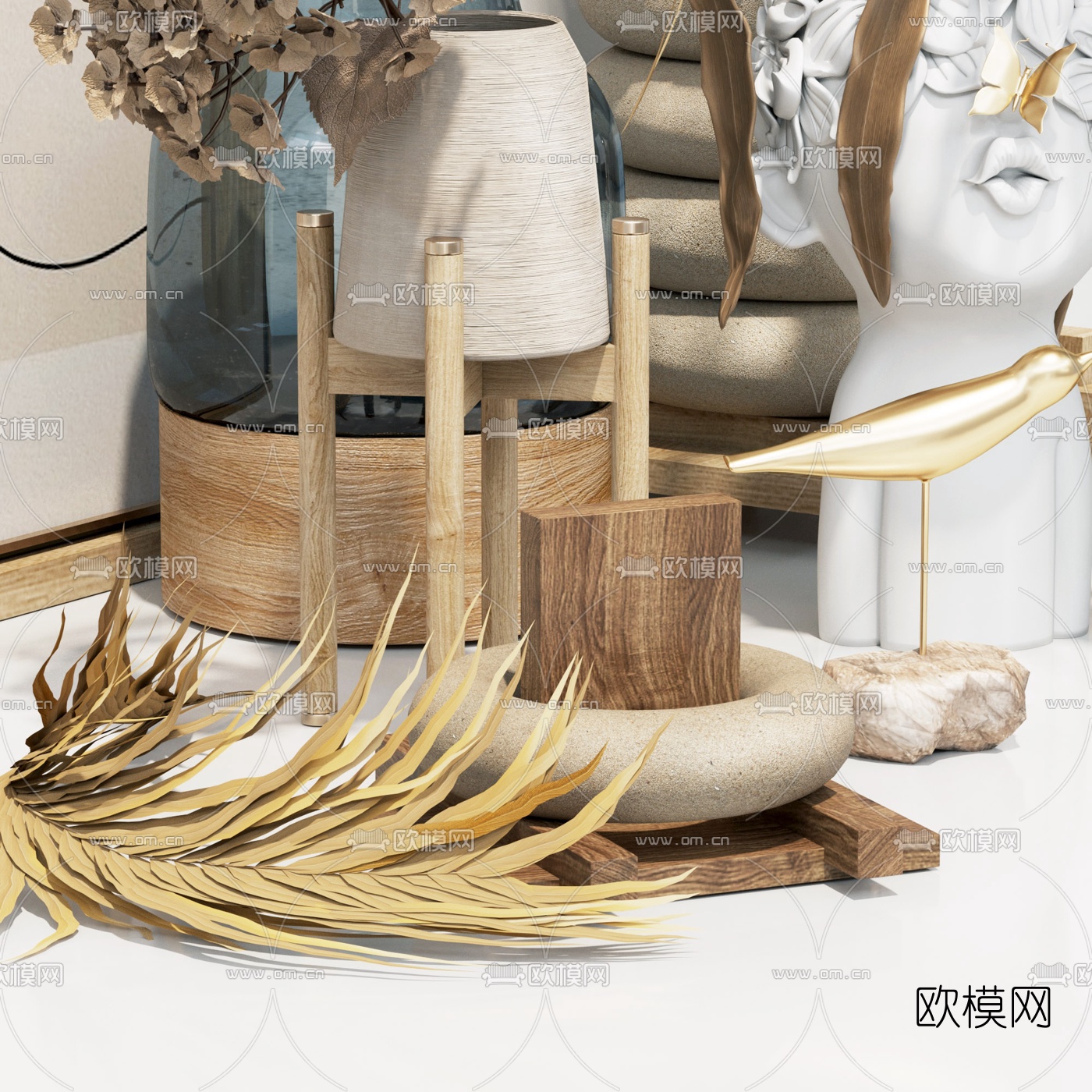 北欧干花画框摆件3d模型下载（渲染图4）