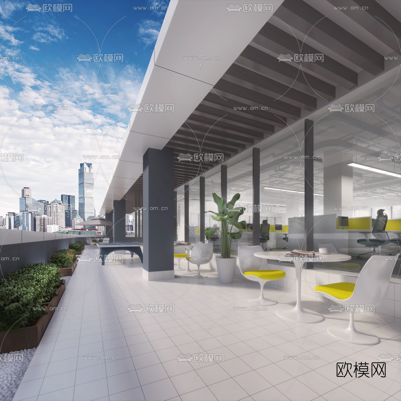 现代办公室休息区娱乐区3d模型