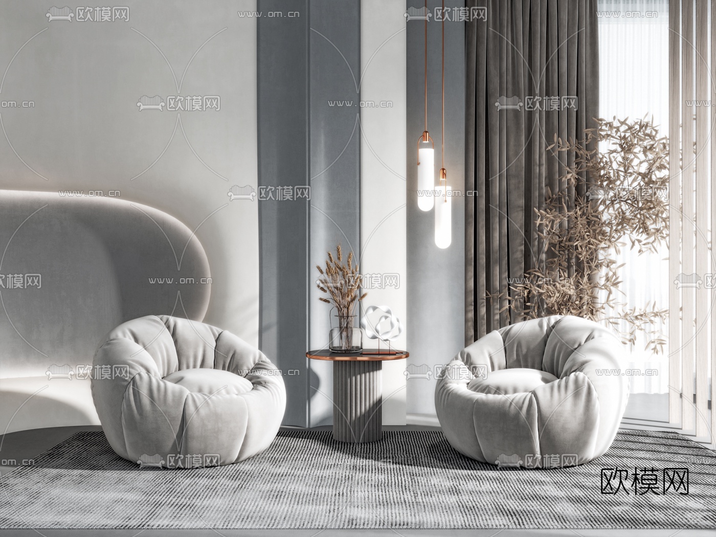 现代懒人沙发边几3d模型下载