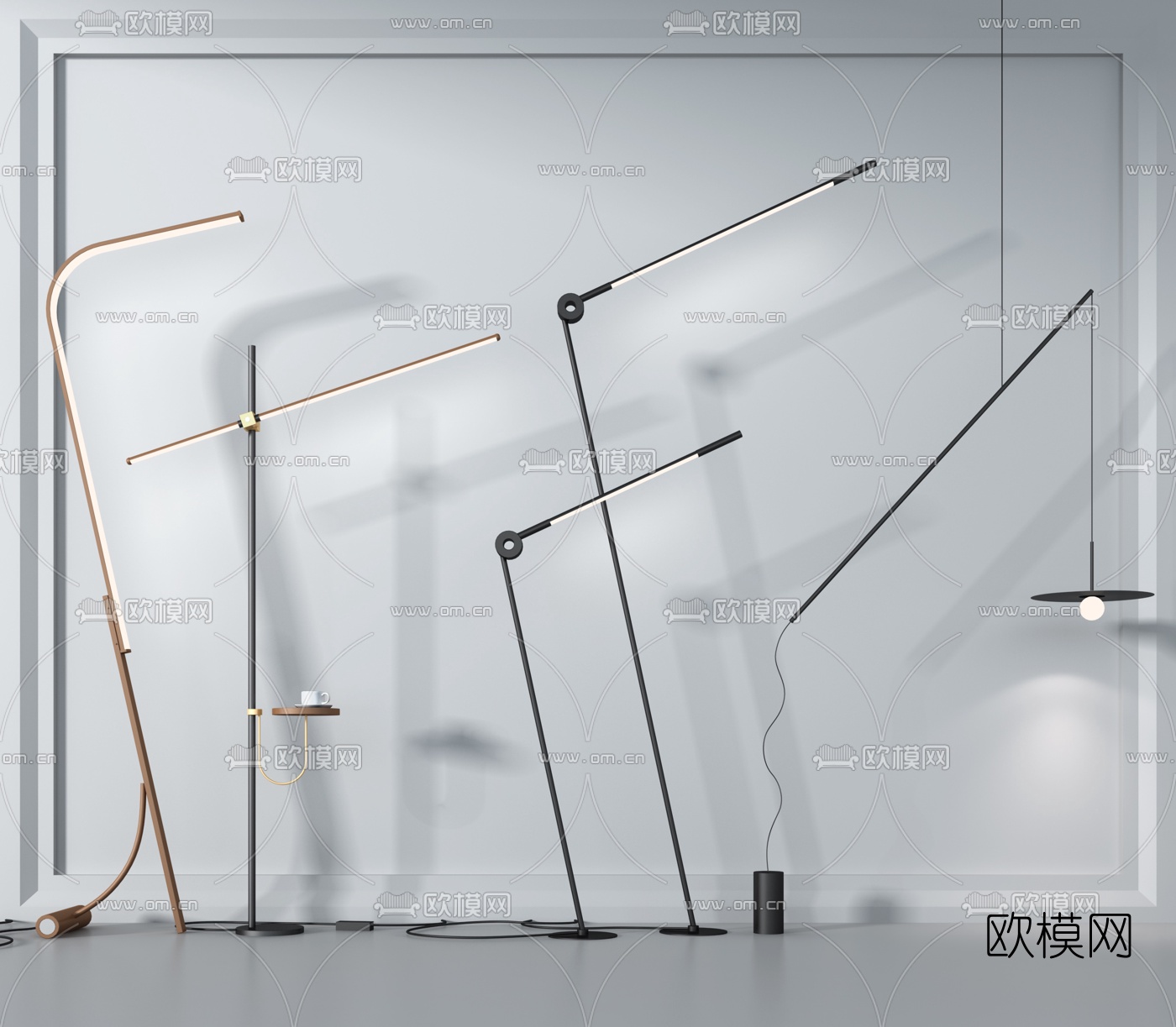 现代金属落地灯3d模型下载