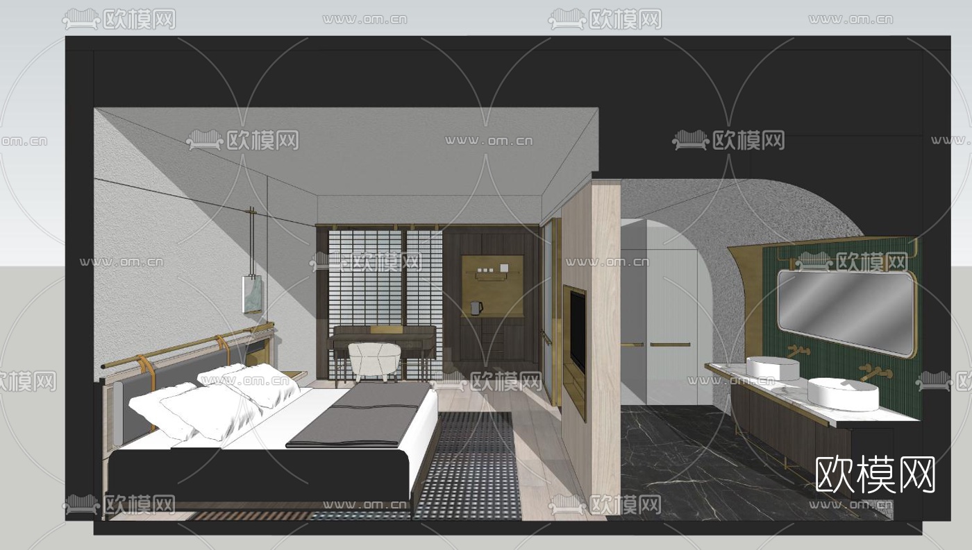 现代极简公寓su模型
