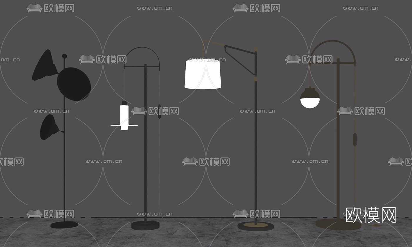 现代轻奢落地灯su模型下载（渲染图2）
