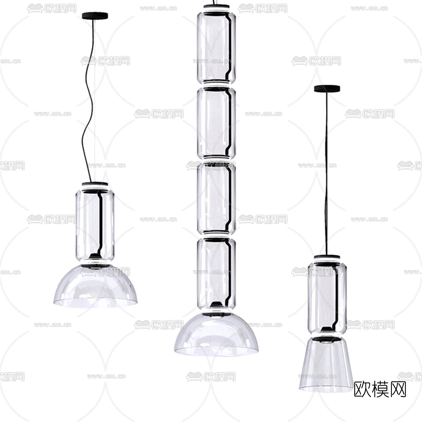 现代玻璃吊灯3d模型下载