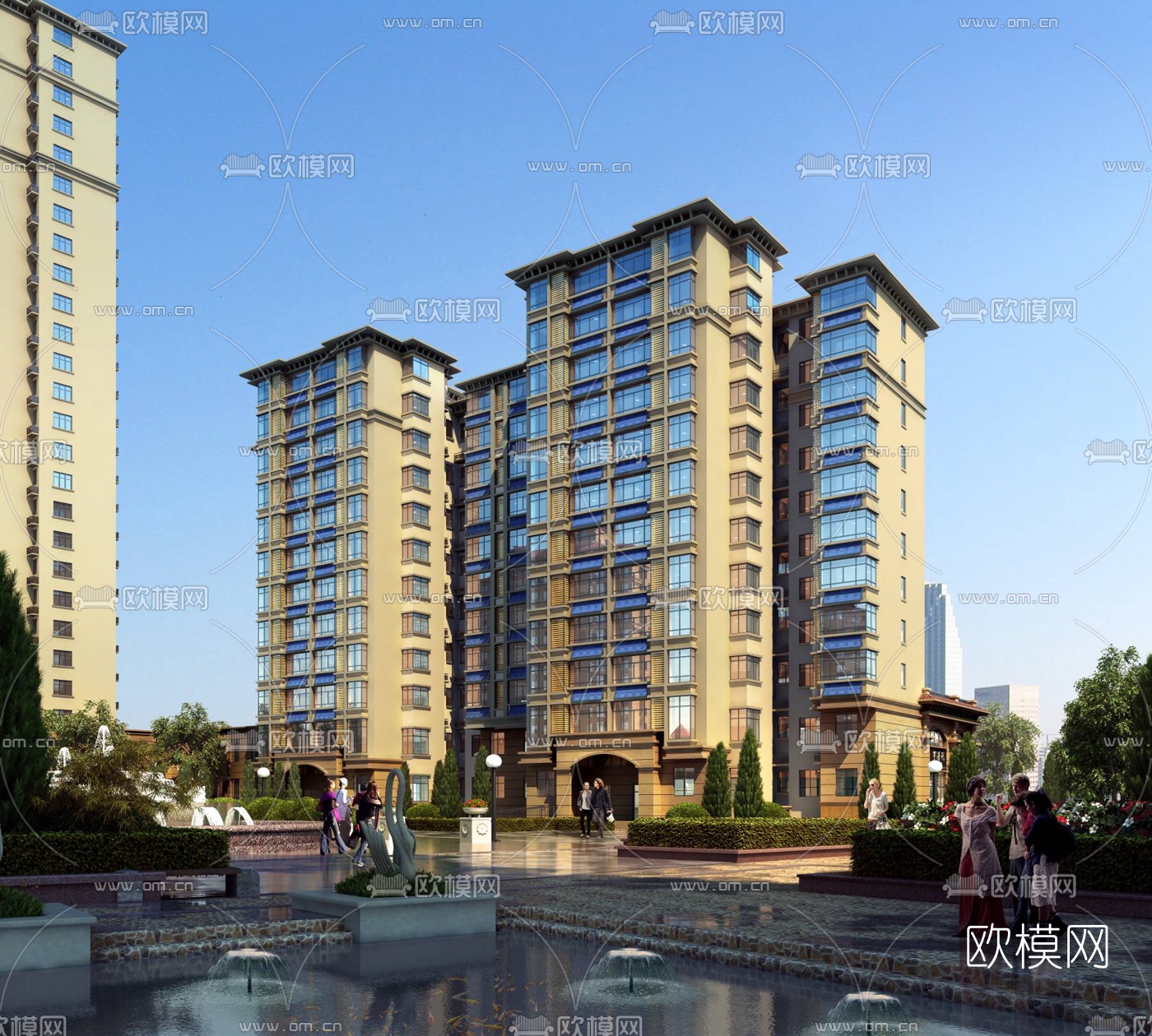 欧式住宅建筑外观3d模型下载