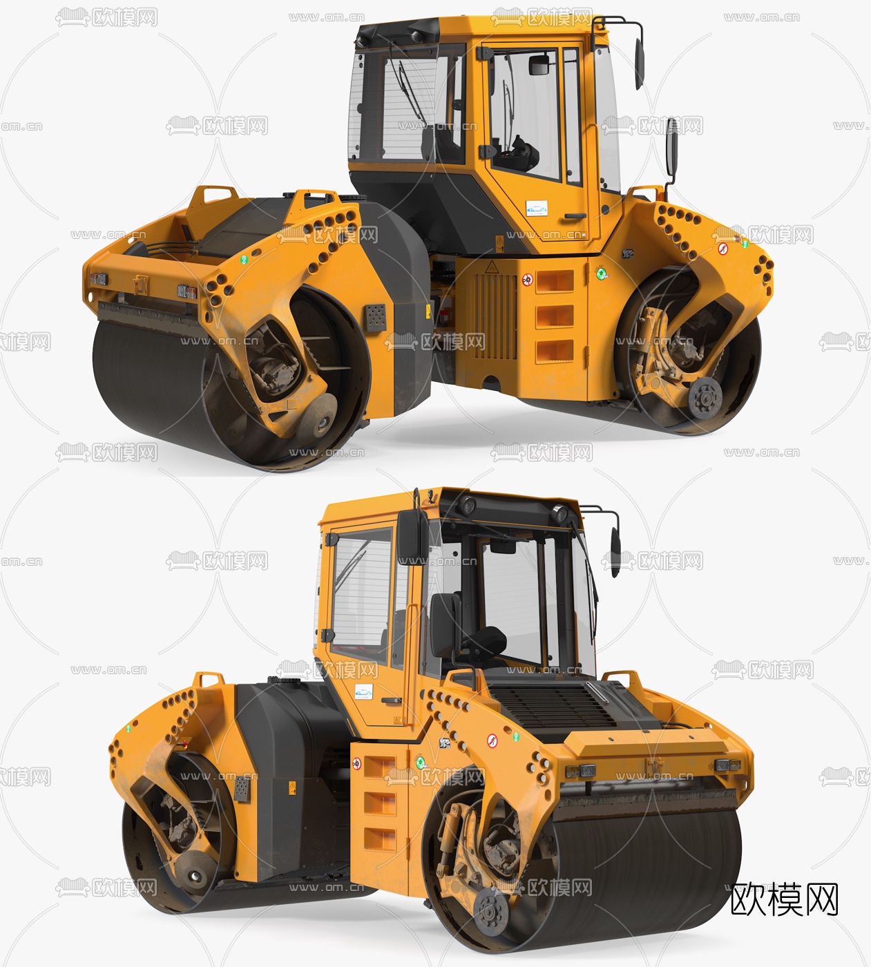 现代工程机械压路机3d模型下载