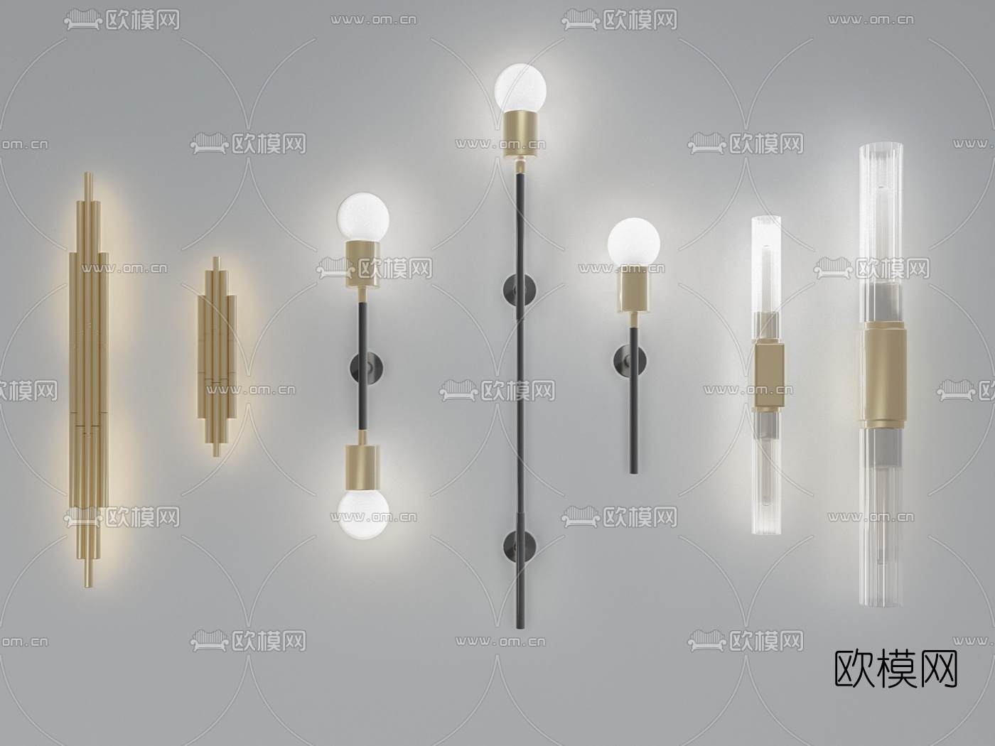 现代轻奢金属壁灯3d模型下载