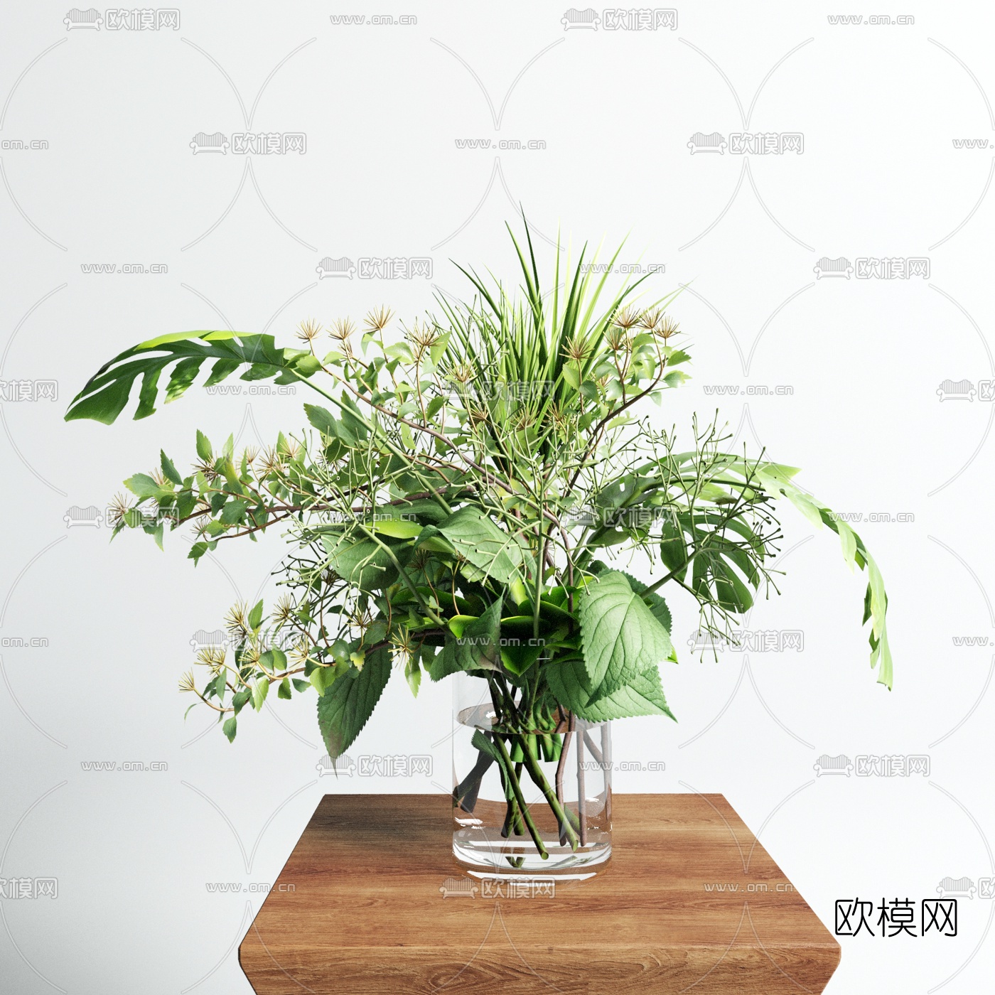 现代水生绿植花瓶3d模型