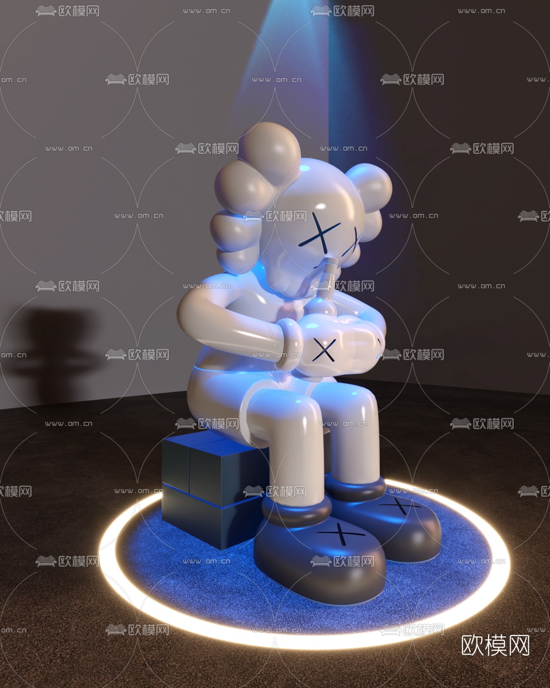 现代芝麻街KAWS雕塑3d模型
