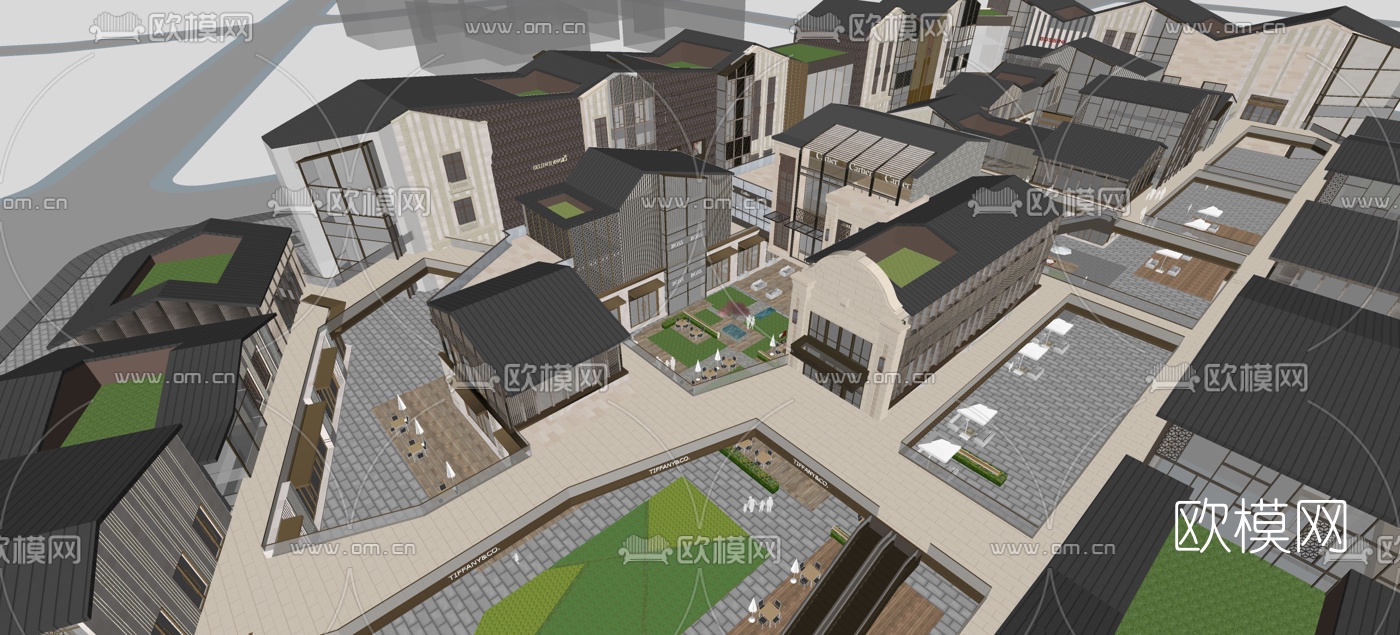 现代商业街su模型下载（渲染图7）