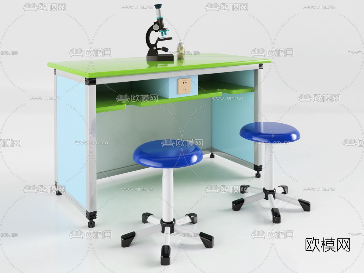 现代实验台试验台3d模型下载（渲染图1）