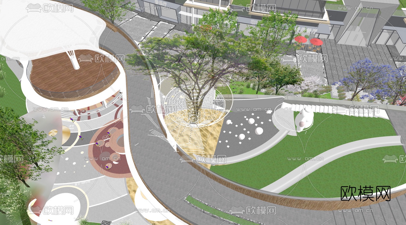 现代旅游度假区景观su模型下载（渲染图10）