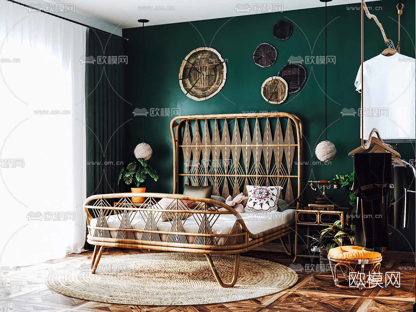 东南亚卧室3d模型下载（渲染图1）