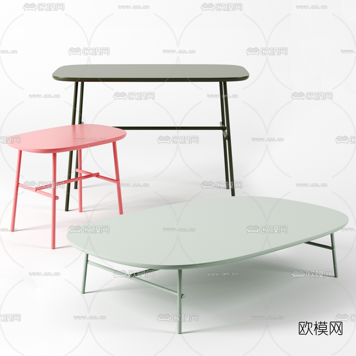 北欧子母茶几免费3d模型