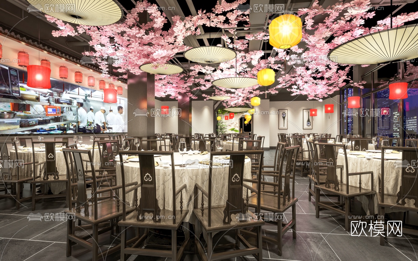 新中式中餐厅3d模型