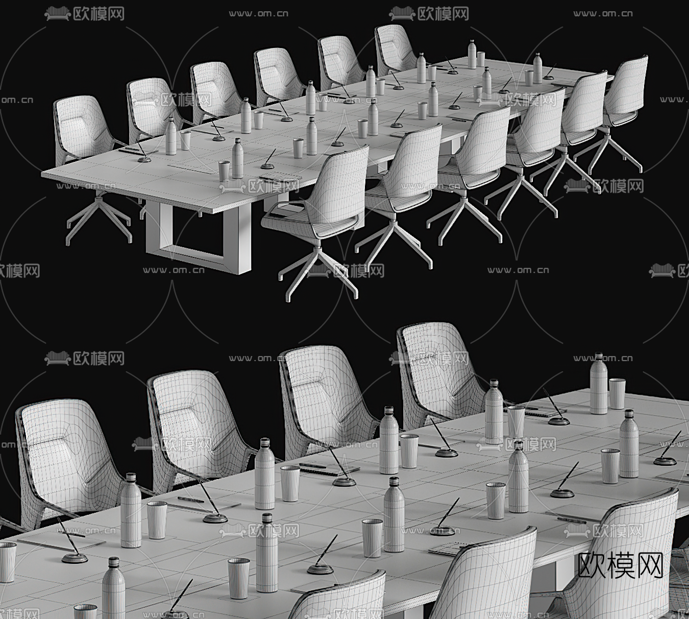 现代会议桌椅3d模型