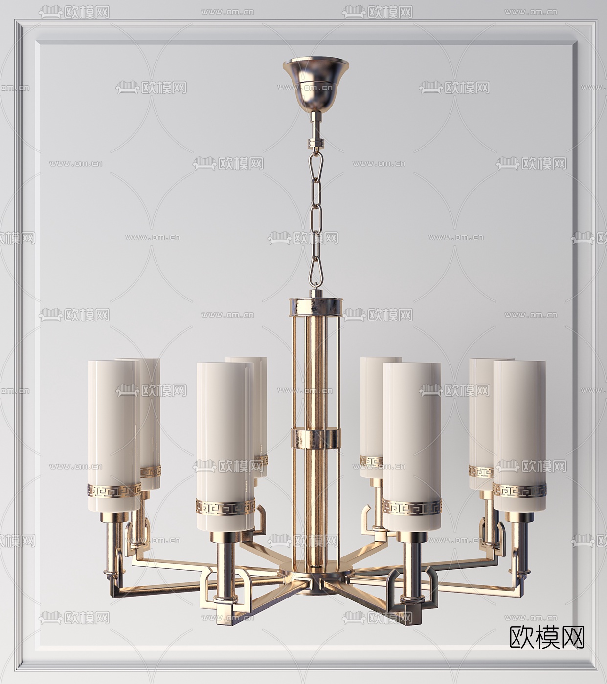 新中式轻奢多头吊灯3d模型下载（渲染图3）