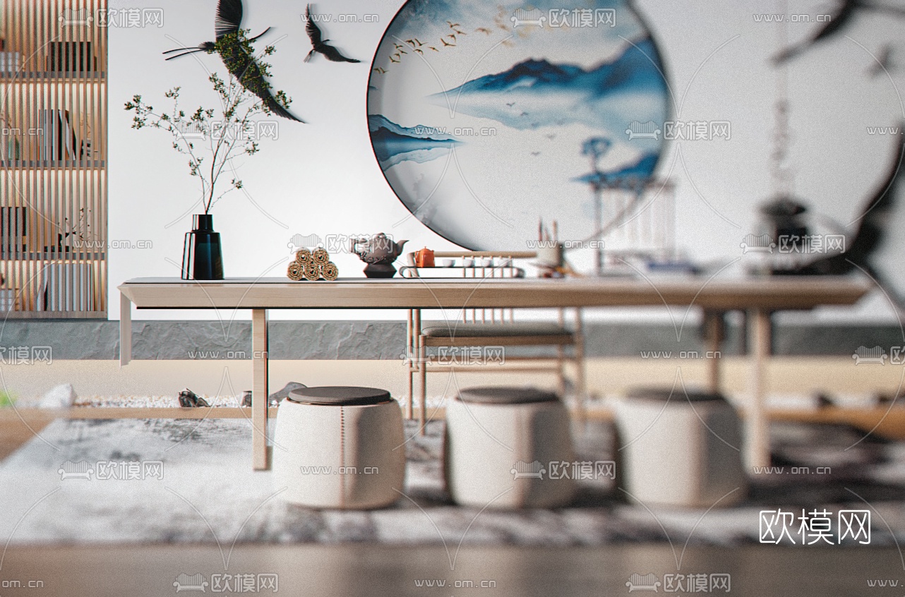 新中式茶室3d模型