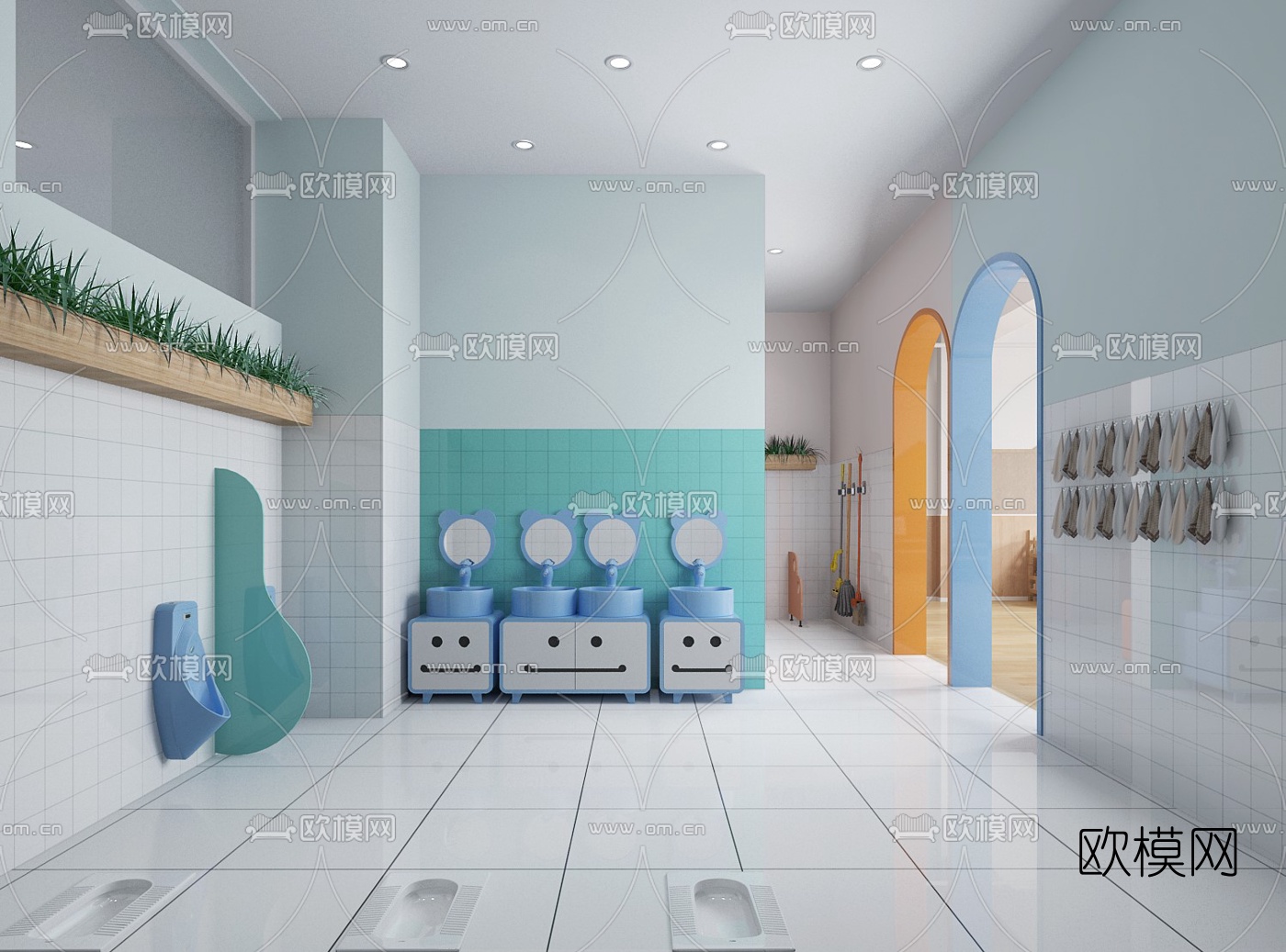 北欧幼儿园教室卫生间3d模型下载（渲染图3）