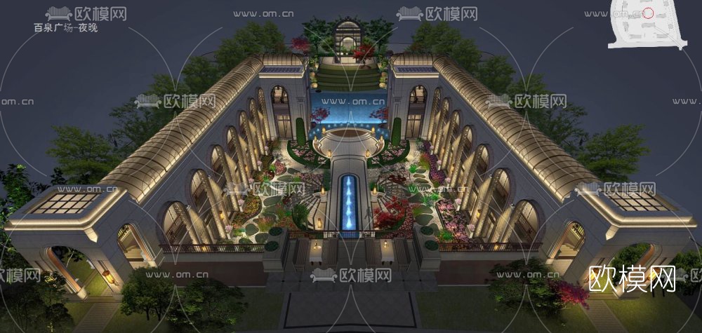 简欧高层住宅楼鸟瞰su模型下载（渲染图5）