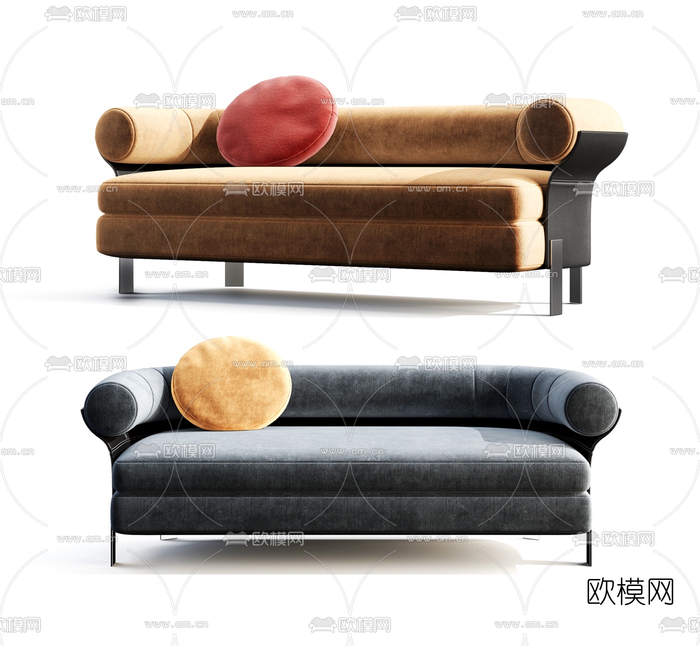 现代布艺双人沙发3d模型下载